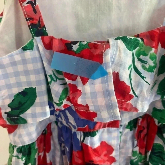 Janie and Jack, Size 4T, Blue Gingham Red Flower Dress - Picture 5 of 6